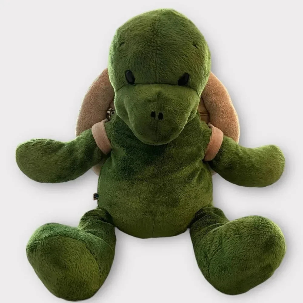 Build A Bear Green Trekkin Turtle Plush With Removable Shell Backpack 16”
